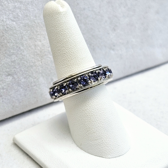 STS Karis Spinner Band Ring with Purple Stones Vintage Size 7.75 - Picture 4 of 15